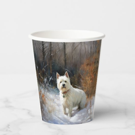 West Highland White Terrier laat het sneeuwen Kers Papieren Bekers (Voorkant)