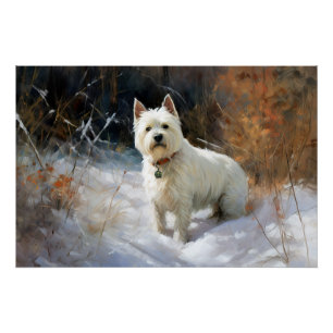 West Highland White Terrier Laat het Sneeuwen Kers Perfect Poster