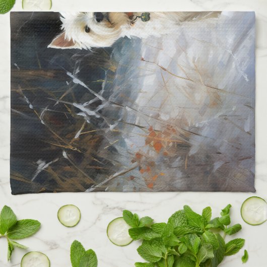 West Highland White Terrier laat het sneeuwen Kers Theedoek (Gevouwen)