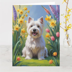 West Highland White Terrier Lente Bloemen Kaart