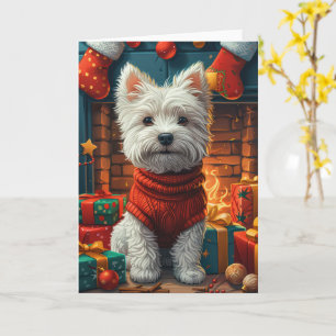 West Highland White Terrier met kerstcadeaus Kaart