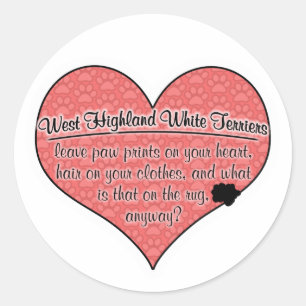 West Highland White Terrier Paw Prints Dog Humor Ronde Sticker