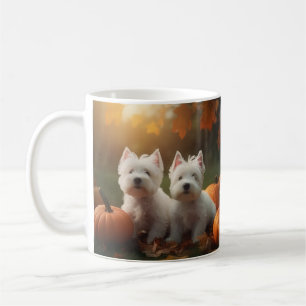 West Highland White Terrier Pup Autumn Pompoen Koffiemok