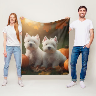 West Highland White Terrier Puppy Herfst Pompoen Fleece Deken