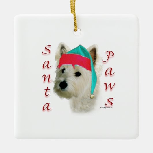 West Highland White Terrier Santa Paws Keramisch Ornament (Voorkant)