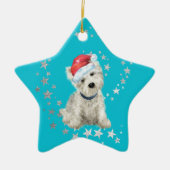 West Highland White Terrier Silver Stars Kerstmis Keramisch Ornament (Voorkant)