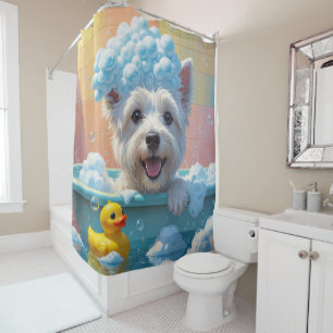 West Highland White Terrier Slaperig Schattig Grap Douchegordijn