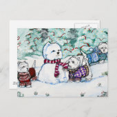 West Highland White Terrier Snowman Briefkaart (Voorkant / Achterkant)