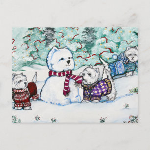 West Highland White Terrier Snowman Briefkaart