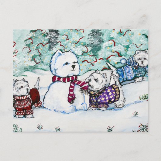 West Highland White Terrier Snowman Briefkaart (Voorkant)
