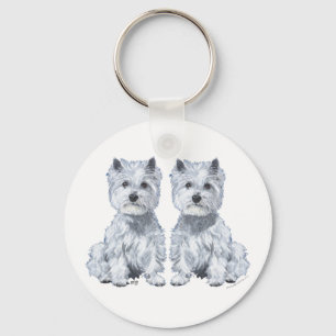 West Highland White Terrier Tweelingen! Sleutelhanger