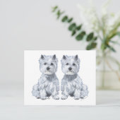 West Highland White Terrier Twins. Briefkaart (Staand voorkant)