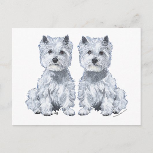 West Highland White Terrier Twins. Briefkaart (Voorkant)