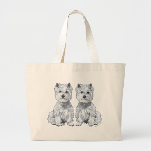 West Highland White Terrier Twins. Grote Tote Bag (Voorkant)