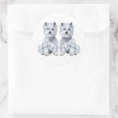 West Highland White Terrier Twins. Ronde Sticker (Tas)