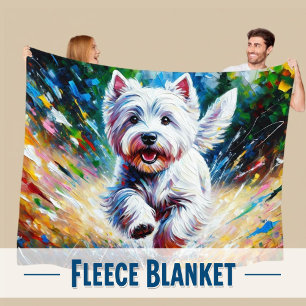 West Highland White Terrier "Westie" Hond Portret Fleece Deken