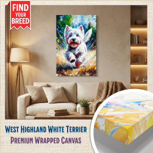 West Highland White Terrier "Westie" Hondenportret Canvas Afdruk