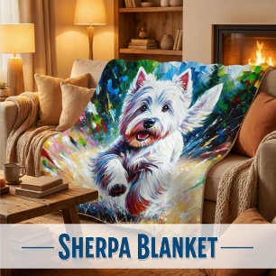 West Highland White Terrier "Westie" Hondenportret Sherpa Deken