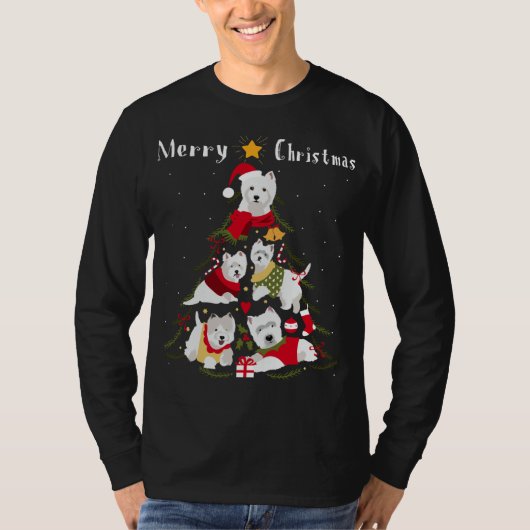 West Highland White Terrier Westie - kerstboom T-shirt (Voorkant)