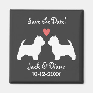 West Highland White Terriers Wedding Save the Date Magneet