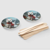 West Highland Witte Terriër Hond in Sneeuw Kerstmi Handwaaier (Niet-gemonteerd)