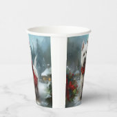 West Highland Witte Terriër Hond in Sneeuw Kerstmi Papieren Bekers (Rechts)