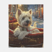 West Highland Witte Terriër Hond Kerstfeest Fleece Deken (Voorkant)