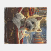 West Highland Witte Terriër Hond Kerstfeest Fleece Deken (Voorkant (Horizontaal))
