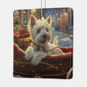 West Highland Witte Terriër Hond Kerstfeest Keramisch Ornament (Links)