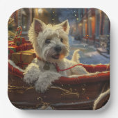 West Highland Witte Terriër Hond Kerstfeest Papieren Bordje (Voorkant)