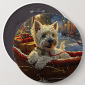 West Highland Witte Terriër Hond Kerstfeest Ronde Button 6,0 Cm (Voorkant /achterkant)