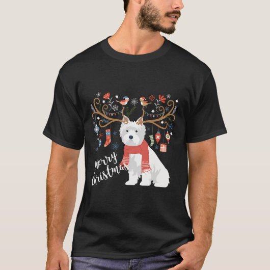 West Highland Witte Terriër Hond Kerstmis Website T-shirt (Voorkant)