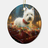 West Highland Witte Terriër Kerstfeest Keramisch Ornament (Links)