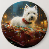 West Highland Witte Terriër Kerstfeest Ronde Button 6,0 Cm (Voorkant)