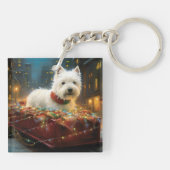 West Highland Witte Terriër Kerstfeest Sleutelhanger (Achterkant)