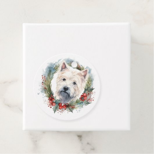 West Highland Witte Terriër Kerstkrans Bedankjes Labels (In situ)