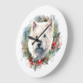 West Highland Witte Terriër Kerstkrans Grote Klok (Hoek)