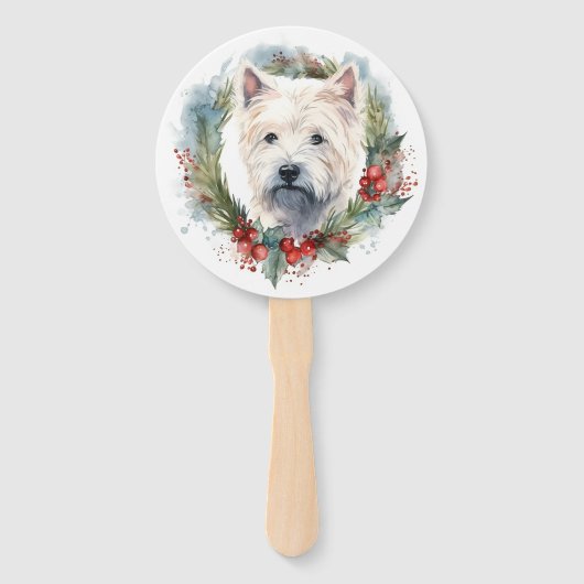 West Highland Witte Terriër Kerstkrans Handwaaier (Voorkant)