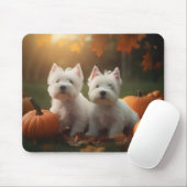 West Highland Witte Terriër Puppy Herfst Pompoen Muismat (Met muis)