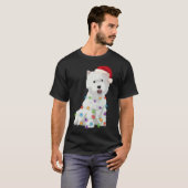 West Highland Witte Terriër Westie Kerstverlichtin T-shirt (Voorkant volledig)