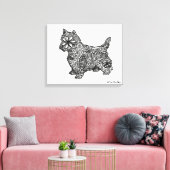 West highland witte zentangle tekening canvas afdruk (Insitu (Woonkamer))