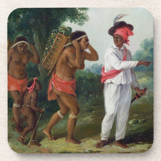 West-Indiaas Man van Kleur, richtend twee Carib Wo Drankjes Onderzetter (Voorkant)