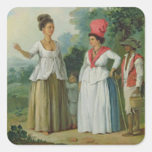 West-Indiase vrouwen met kleur, met een kind en ee Vierkante Sticker