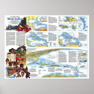 " West Indies : 1987 MOA Tropisch paradijs kaart.. Poster