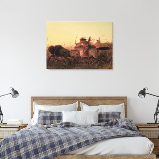 West, Indische Buffalo Hunt door Charles Wimar Canvas Afdruk (Insitu (Slaapkamer))