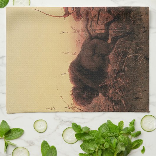 West, Indische Buffalo Hunt door Charles Wimar Theedoek (Gevouwen)