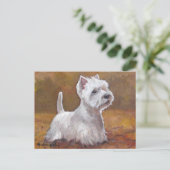 West Jouer en Feuille Dog Art carte postale (Debout devant)