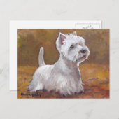 West Jouer en Feuille Dog Art carte postale (Devant / Derrière)
