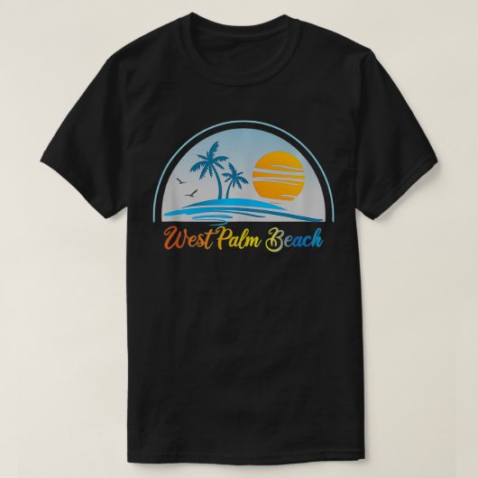 West Palm Beach FL Florida Souvenir Palm Tree Surf T-shirt (Design voorkant)