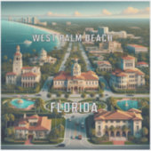 West Palm Beach Florida 3 inch Vinyl Sticker (Voorkant)